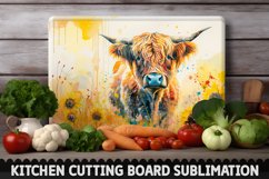 Highland Cow With Sunflowers Cutting Board Product Image 1