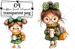 Summer Quirky Coffee Girl Clipart Watercolor PNG Product Image 1