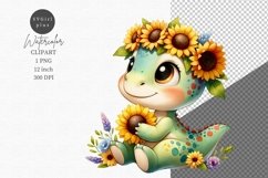 Dino clipart, Sunflowers clipart Product Image 1