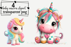 Whimsical Baby Unicorn Clipart Watercolor PNG Product Image 1