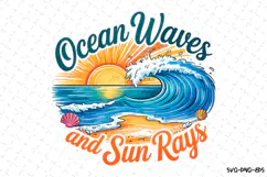 Ocean Waves and Sun rays Svg | Svg Files | Shirt Svg Product Image 2