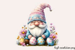 Watercolor Spring Easter Gnomes Clipart PNG Product Image 1