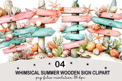 Whimsical Summer Wooden Sign Clipart Watercolor png Product Image 1