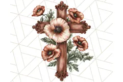 Faith Cross PNG with Flowers, Watercolor Religious Art Print Product Image 4