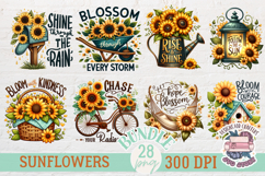 SunFlowers Clipart Sublimation Bundle 28 PNG Motivational Product Image 1