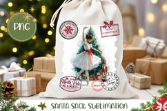 Watercolor Ballerina Santa Sack Design, Christmas Gift Bag Product Image 1