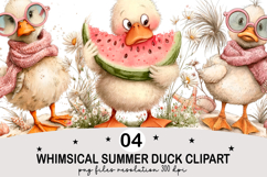 Whimsical Summer Duck Clipart Watercolor png Product Image 1