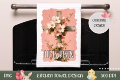 Pink Floral Cross Towel PNG, Easter Cross Towel Product Image 1