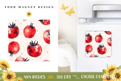 Cartoon Tomato Magnet, Watercolor Magnet Template Product Image 1