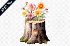 Flower Wooden Stump Sublimation PNG Design Product Image 1