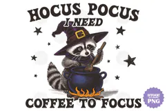 Vintage Funny Sarcastic Feral Witch Raccoon Halloween PNG Product Image 1
