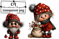 Cute Santa Claus Christmas Clipart Watercolor PNG Product Image 1