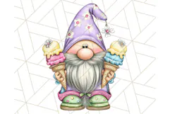 Ice Cream Gnome Clipart PNG Summer Dessert Art, Summer Gnome Product Image 4
