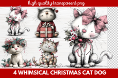 4 Whimsical Christmas Cat &amp; Dog Clipart | Cute Holiday Pet Product Image 1