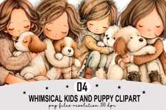 Whimsical Kids Puppy Clipart Watercolor PNG Product Image 1