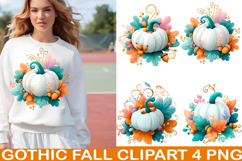 Gothic Fall Clipart PNG Dark Autumn Watercolor PNG Product Image 1