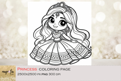 PRINCESS in a beautiful dress, kids Coloring Pages png Product Image 1