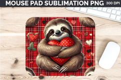 Watercolor Sloth Mouse Pad Sublimation - Valentines PNG Product Image 1
