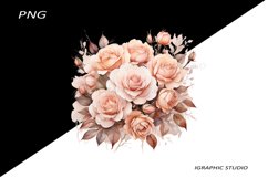 Rose gold Flowers PNG, Watercolor Rose Bouquet Product Image 1