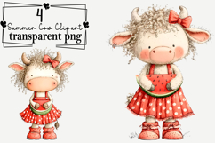 Watercolor Summer Cow Clipart Watercolor PNG Product Image 1