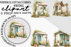 Whimsical Cottage Garden Swing Clipart Png Product Image 1
