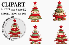 Whimsical Christmas Tree Clipart Watercolor PNG Product Image 1