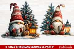 Cozy Christmas Gnomes Clipart | Cute Winter Holiday Gnome Product Image 1