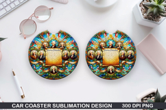 Car Coaster Sublimation| 4th Of July Coaster PNG Design Product Image 1