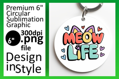 Elegant Keychain Circle PNG Artwork , Cat Quote Product Image 1