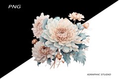 Rose Gold and Teal Chrysanthemum PNG Product Image 1