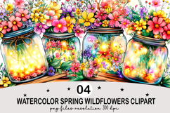 Watercolor Spring Wildflowers Clipart Png Product Image 1