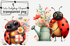 Whimsical Cute Ladybug Clipart PNG Watercolor png Product Image 1