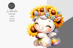 Unicorn clipart, Cute Animals Clipart, Sunflowers Product Image 1