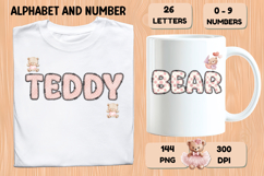 Teddy Bear Girl Alphabet PNG - Letters &amp; Number 300 DPI Product Image 6
