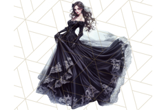 Victorian Gothic Wedding Dress PNG, Dark Bridal Clipart Product Image 4