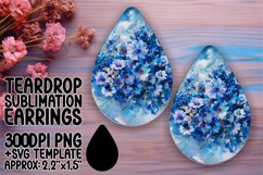 Colorful Flowers Teardrop Earring Sublimation Design Product Image 1