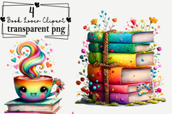 Whimsical Cute Book Lover Clipart Watercolor PNG Product Image 1