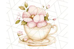 Pastel Tea Clip Art PNG with Sweets and Floral Accents Png Product Image 4