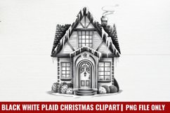 Black White Plaid Christmas clipart PNG Product Image 1