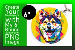 Artful Abstract Dog Round Design Keychain Sublimation Product Image 1