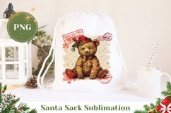 Santa Sack Sublimation, Vintage Christmas Bear Santa Sack Product Image 1