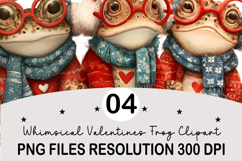 Whimsical Valentines Frog Clipart Valentines Frog Png Product Image 1