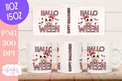 Happy Halloween mug wrap sublimation PNG, Pink Halloween mug Product Image 3
