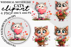 Whimsical Mother Day Cats Clipart Png Product Image 1