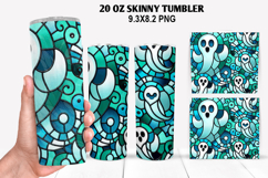 Ghost Skinny Tumbler 20oz Wrap Design, Halloween Tumbler PNG Product Image 1
