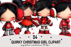 Whimsical Christmas Girl Clipart Watercolor PNG Product Image 1
