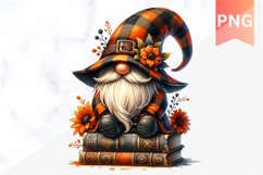 Halloween Gnome Books Sublimation - Halloween Clipart PNG Product Image 1