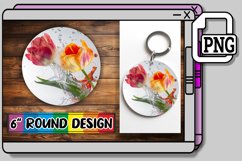 Floral Cascade: Round Sublimation Splash Keychain PNG Product Image 1
