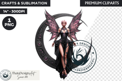 Pastel Goth Fairy Clipart, Black Pink PNG fantasy clipart Product Image 1
