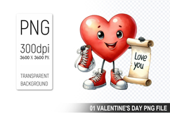 Cartoon Heart Character, Valentine&#039;s Day Clipart PNG Design Product Image 1